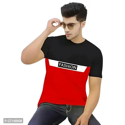 Reliable Red Cotton Blend Printed Round Neck Tees For Men