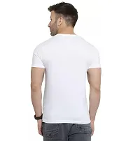 Reliable White Cotton Blend Solid Round Neck Tees For Men-thumb1