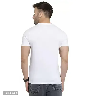 Reliable White Cotton Blend Solid Round Neck Tees For Men-thumb2