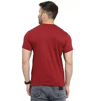 Reliable Maroon Cotton Blend Solid Round Neck Tees For Men-thumb1