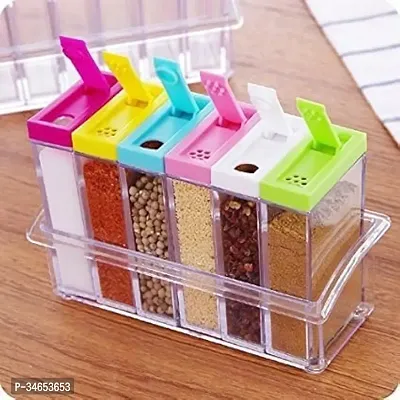 Useful Transparent 6-Grid Acrylic Spice Box Seasoning Box Spice Kit