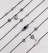 Evil eye Najariya Black thread Styled Anklets pack of 6-thumb1