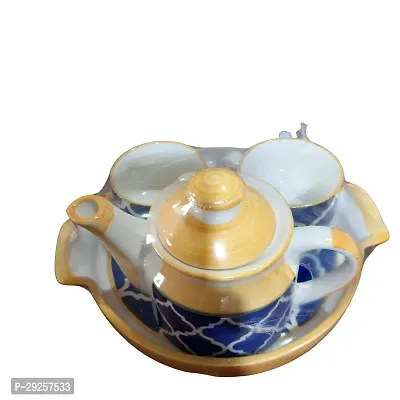 CERAMIC Tea set with 2 Cup Tray And Tea Container