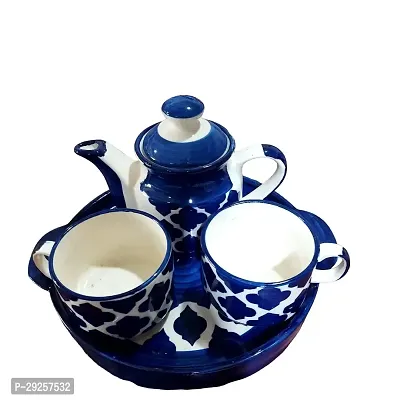 CERAMIC Tea set with 2 Cup Tray And Tea Container