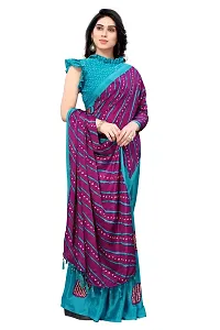 Women?s Printed Art Silk Saree With Unstitched Blouse Piece Purple-thumb2