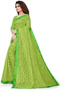 Women?s Embroidered Net Fabric Moti Work Saree With Unstitched Matching Blouse Piece (Light Green)-thumb2