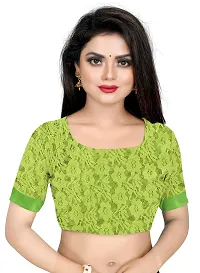 Women?s Embroidered Net Fabric Moti Work Saree With Unstitched Matching Blouse Piece (Light Green)-thumb4