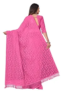 Women?s Embroidered Net Fabric Designer Saree With Blouse Piece (Pink)-thumb1