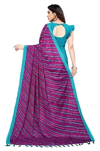 Women?s Printed Art Silk Saree With Unstitched Blouse Piece Purple-thumb3