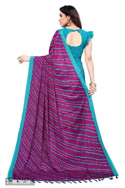 Women?s Printed Art Silk Saree With Unstitched Blouse Piece Purple-thumb4