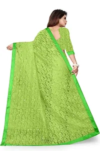 Women?s Embroidered Net Fabric Moti Work Saree With Unstitched Matching Blouse Piece (Light Green)-thumb1