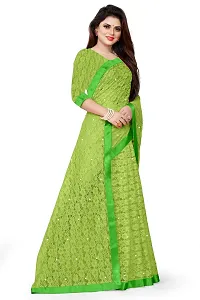 Women?s Embroidered Net Fabric Moti Work Saree With Unstitched Matching Blouse Piece (Light Green)-thumb3