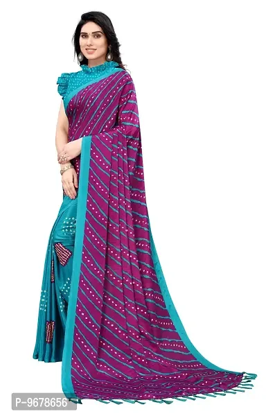 Women?s Printed Art Silk Saree With Unstitched Blouse Piece Purple-thumb2