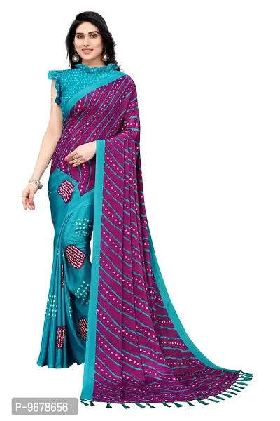 Women?s Printed Art Silk Saree With Unstitched Blouse Piece Purple-thumb0