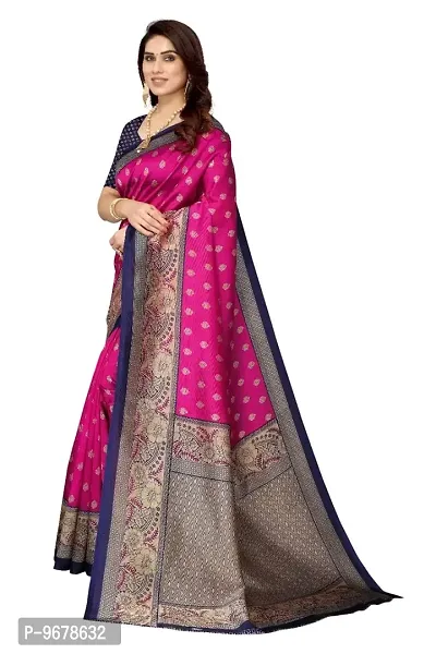 Women?s Woven Zari Work Art Silk Designer Saree With Unstitched Blouse Piece. (Pink)-thumb3