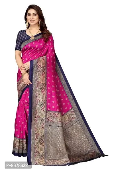 Women?s Woven Zari Work Art Silk Designer Saree With Unstitched Blouse Piece. (Pink)-thumb0