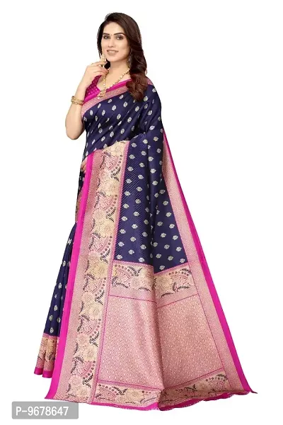 Women?s Woven Zari Work Art Silk Designer Saree With Unstitched Blouse Piece. (Blue)-thumb4