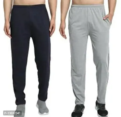 Stylish Cotton Blend Solid Regular Track Pants For Men- 2 Pieces-thumb0