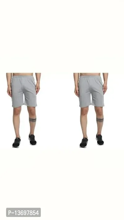 Stylish Cotton Blend Solid Regular Shorts For Men- 2 Pieces