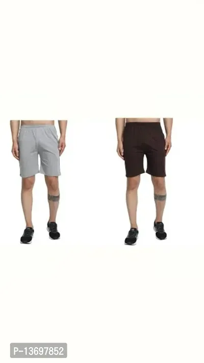 Stylish Cotton Blend Solid Regular Shorts For Men- 2 Pieces