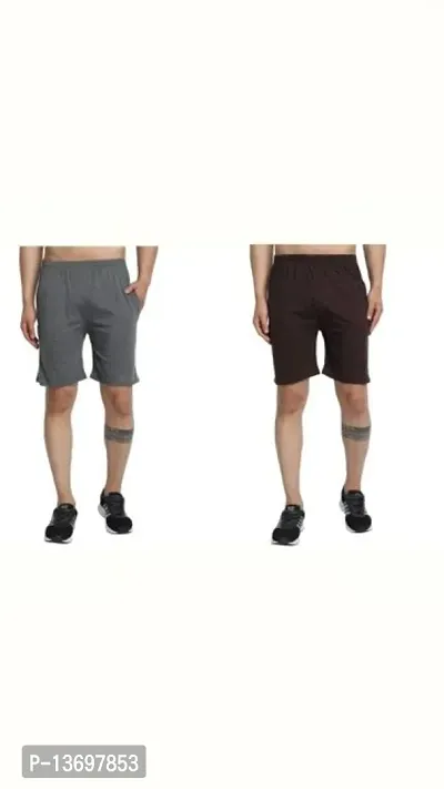 Stylish Cotton Blend Solid Regular Shorts For Men- 2 Pieces-thumb0