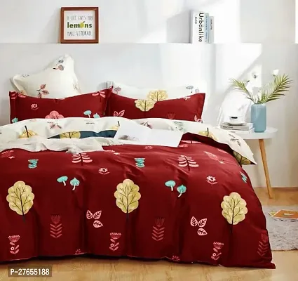 Comfortable Cotton Printed Double Bedsheet With Pillow Covers-thumb0