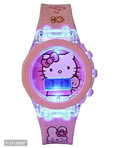 Superhero Hello kity cat Cartoon Character Theme Glowing Digital Light  Music Kids Watches with 7 Color for Boys Girls- Best Birthday Return Gift (2-8 Years Old) (Kitty Cat)-thumb0