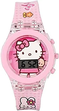 Superhero Hello kity cat Cartoon Character Theme Glowing Digital Light  Music Kids Watches with 7 Color for Boys Girls- Best Birthday Return Gift (2-8 Years Old) (Kitty Cat)-thumb1
