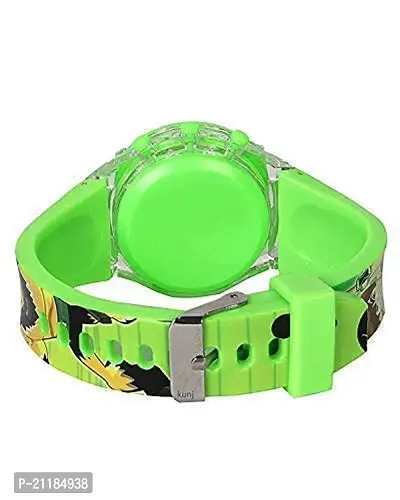 Boy's Ben-10 Digital Round Shape 7 Color Disco Glowing Light Watch ( Green, 2-8 Years Old)-thumb2