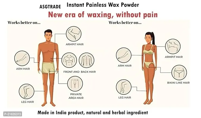 Organic Herbal Natural Painless Instant Hair Removal Wax Powder for Hands, Legs, Bikini Line Area, Hair Remover Powder, Private Part, Underarm, D-Tan Skin for Men And Women-thumb5