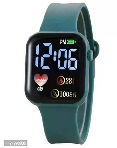 Stylish Green Silicone Digital Watch For Men-thumb0