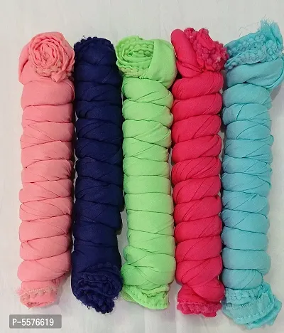 Elegant Cotton Blend Solid Dupatta For Women(Pack Of 5)-thumb0