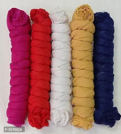 Elegant Cotton Blend Solid Dupatta For Women(Pack Of 5)-thumb0