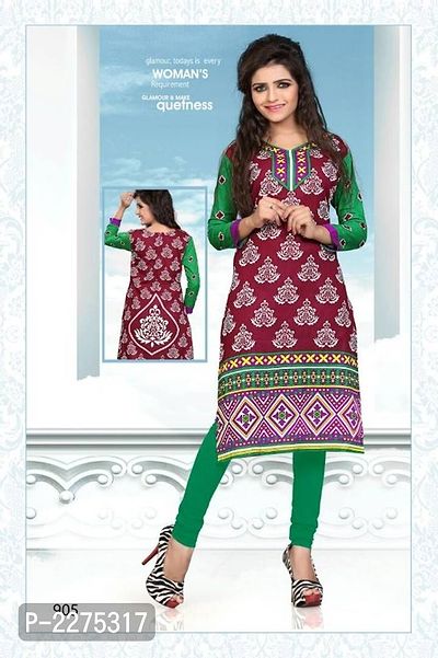 Women's Unstitched Cotton Multicolor Printed Kurti Fabric-thumb0