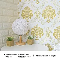 Stic wall sticker Diy wallpaper (40x300 cm) Floral self Adhesive LivingRoom,Hall,Sofa,Back ground Decal Gold-thumb3