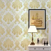Stic wall sticker Diy wallpaper (40x300 cm) Floral self Adhesive LivingRoom,Hall,Sofa,Back ground Decal Gold-thumb1