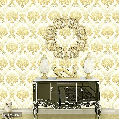 Stic wall sticker Diy wallpaper (40x300 cm) Floral self Adhesive LivingRoom,Hall,Sofa,Back ground Decal Gold-thumb3