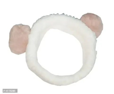 Headdress Makeup Mask Hairband (white band with light brown pom pom)-thumb0