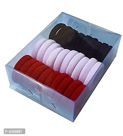 Pure Black, Red and White Elastic Hair Rubber Band for Women (20 Elastic Bands Each Box)-thumb0