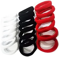 Pure Black, Red and White Elastic Hair Rubber Band for Women (20 Elastic Bands Each Box)-thumb1