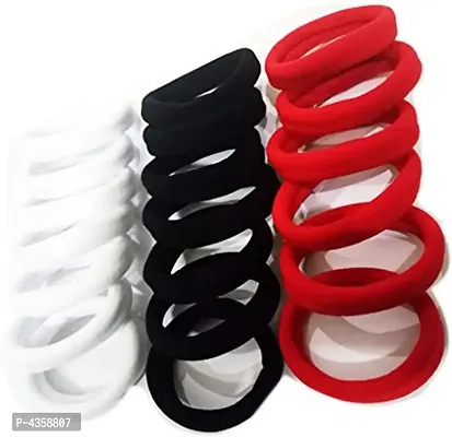 Pure Black, Red and White Elastic Hair Rubber Band for Women (20 Elastic Bands Each Box)-thumb2