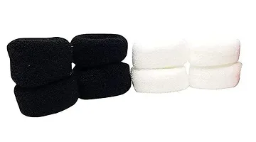 Daily use Soft Bun Fabric Elastic Ponytails Cotton wool Everyday Wear Hair Ties Rubber Bands Black, White (Set of 8 pcs)-thumb1