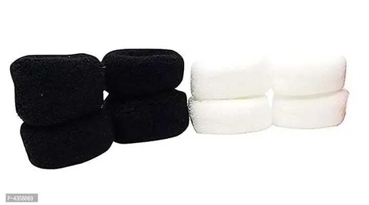Daily use Soft Bun Fabric Elastic Ponytails Cotton wool Everyday Wear Hair Ties Rubber Bands Black, White (Set of 8 pcs)-thumb2