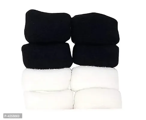 Daily use Soft Bun Fabric Elastic Ponytails Cotton wool Everyday Wear Hair Ties Rubber Bands Black, White (Set of 8 pcs)-thumb4