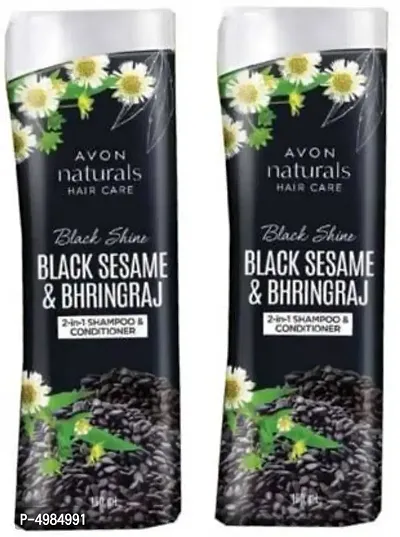 Avon Naturals Black Shine Bhringraj 2-in-1 Shampoo  Conditioner 180 ml Each (Set of 2)-thumb0