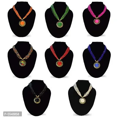 Stylish Women's and Girl's 8 Pcs Set Combo Beads Brass Necklace-thumb0