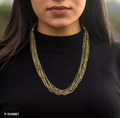 Elegant Golden Color Beads Necklace  Chains