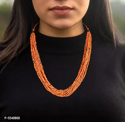 Elegant Orange Color Beads Necklace  Chains