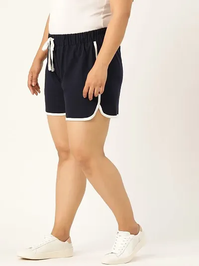 A&K All Day Casual Shorts for Women's & Girl's with Stylish Ruffled Waistband Drawstrings Night Wear Lounge Shorts ST-931-BnDNBlu-5XL