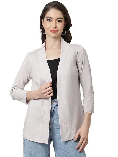 A&K Women's Open Front Stylish Crop Shrug, Office Wear, Casual Wear for Ladies & Girl's (SRG-2672PK_M Pink)